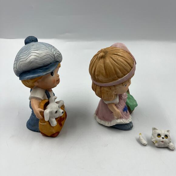 Vintage Homco Figurines Boy Puppy Girl Kitten BROKEN Porcelain 1439 - Picture 10 of 10
